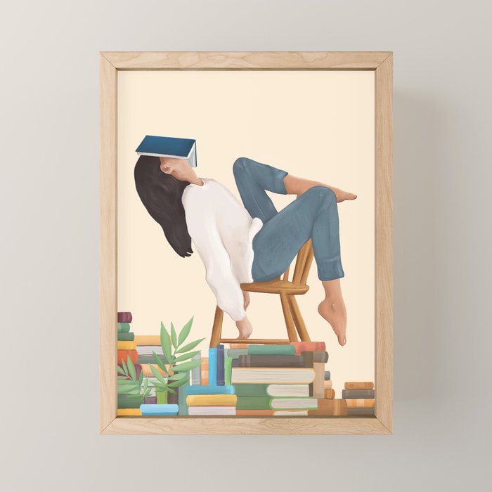 Lost in my books Mini Art Print Gallery Image 1