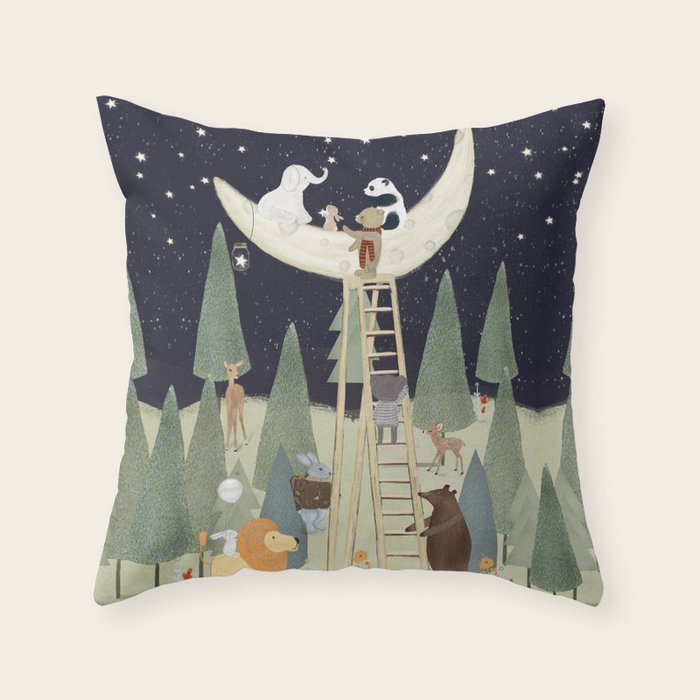 the moon forest Throw Pillow Gallery Image 6