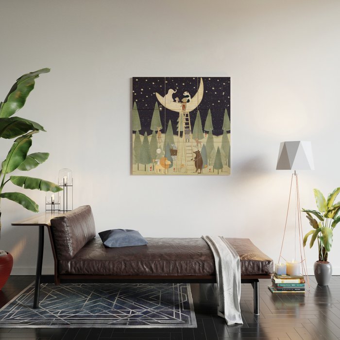 the moon forest Wood Wall Art Gallery Image 2