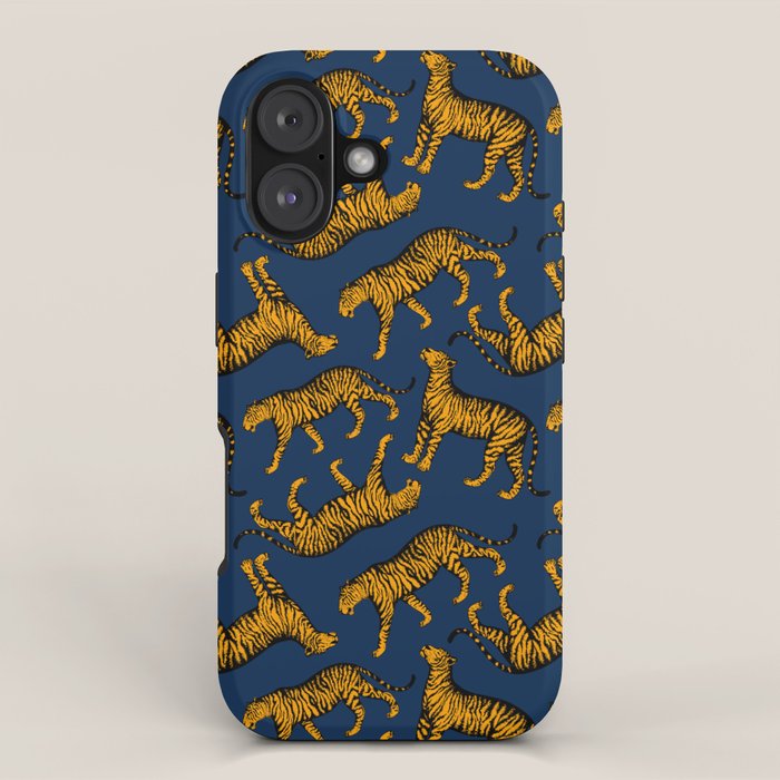 Tigers (Navy Blue and Marigold) iPhone Case Gallery Image 1