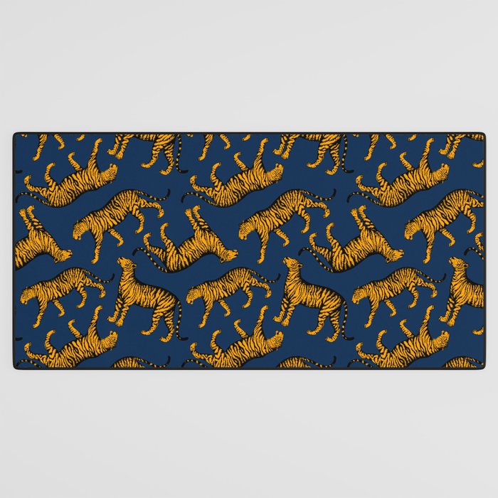 Tigers (Navy Blue and Marigold) Desk Mat Gallery Image 3