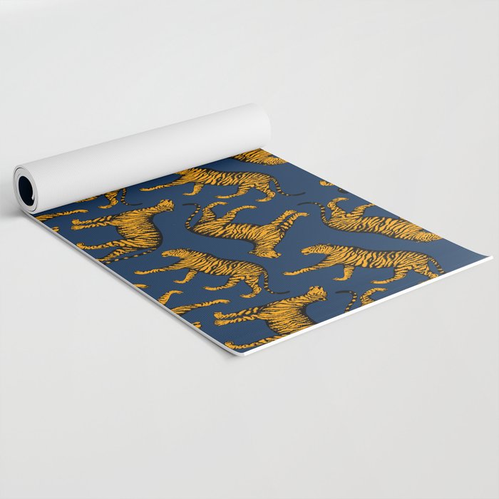 Tigers (Navy Blue and Marigold) Yoga Mat Gallery Image 2