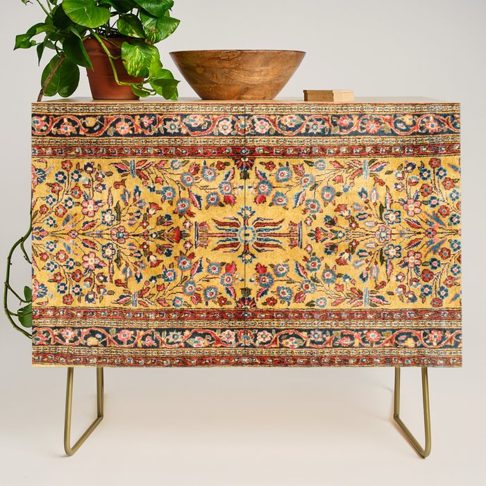 Kashan  Antique  Persian Rug Print Credenza Gallery Image 1