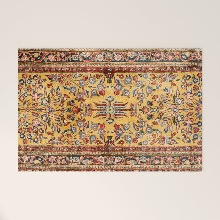 Kashan  Antique  Persian Rug Print Welcome Mat Gallery Image 1
