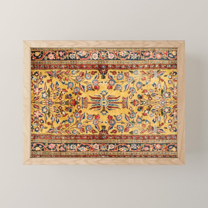 Kashan  Antique  Persian Rug Print Mini Art Print Gallery Image 1