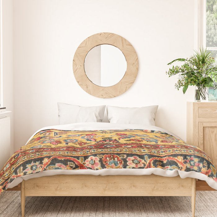 Kashan  Antique  Persian Rug Print Duvet Cover Gallery Image 3