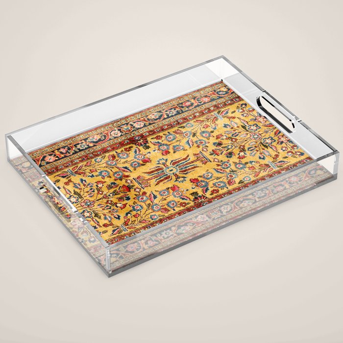 Kashan  Antique  Persian Rug Print Acrylic Tray Gallery Image 1