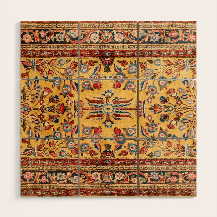 Kashan  Antique  Persian Rug Print Wood Wall Art Gallery Image 1