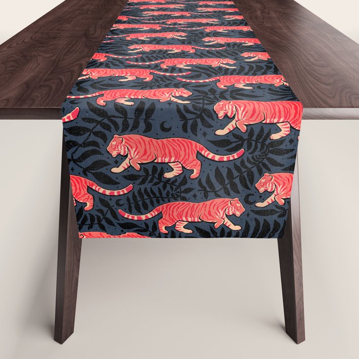 Tigers - coral and midnight  Table Runner Gallery Image 1