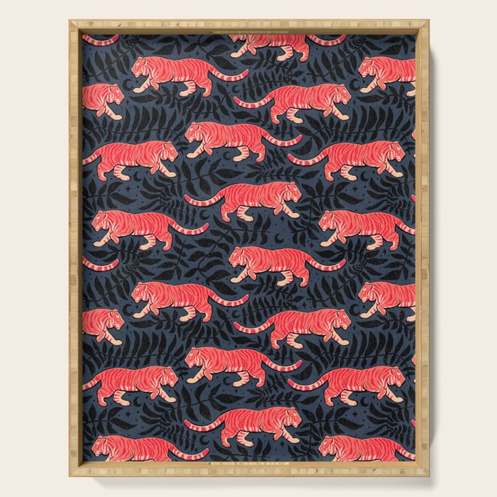 Tigers - coral and midnight  Serving Tray Gallery Image 1