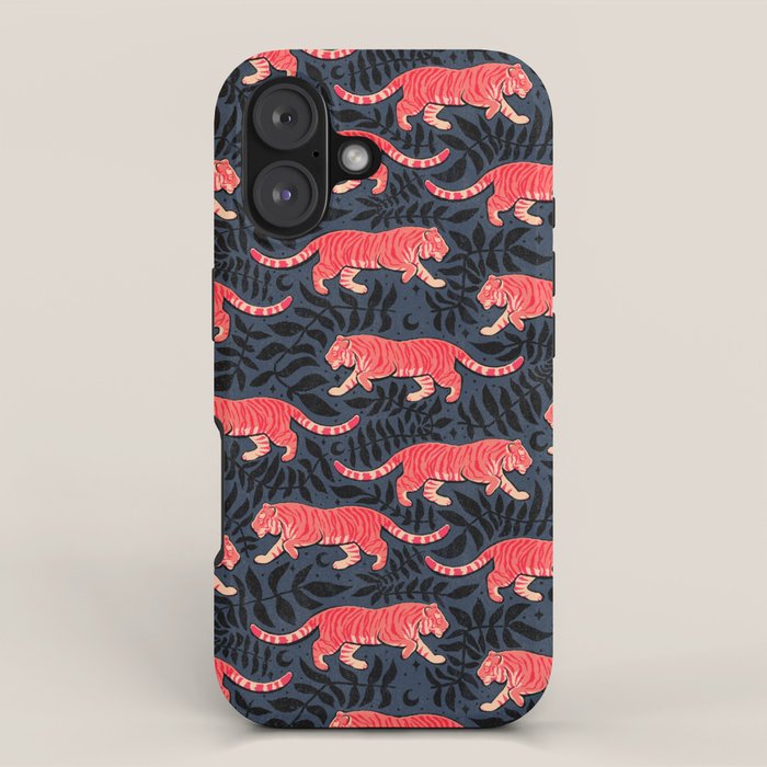 Tigers - coral and midnight  iPhone Case Gallery Image 1