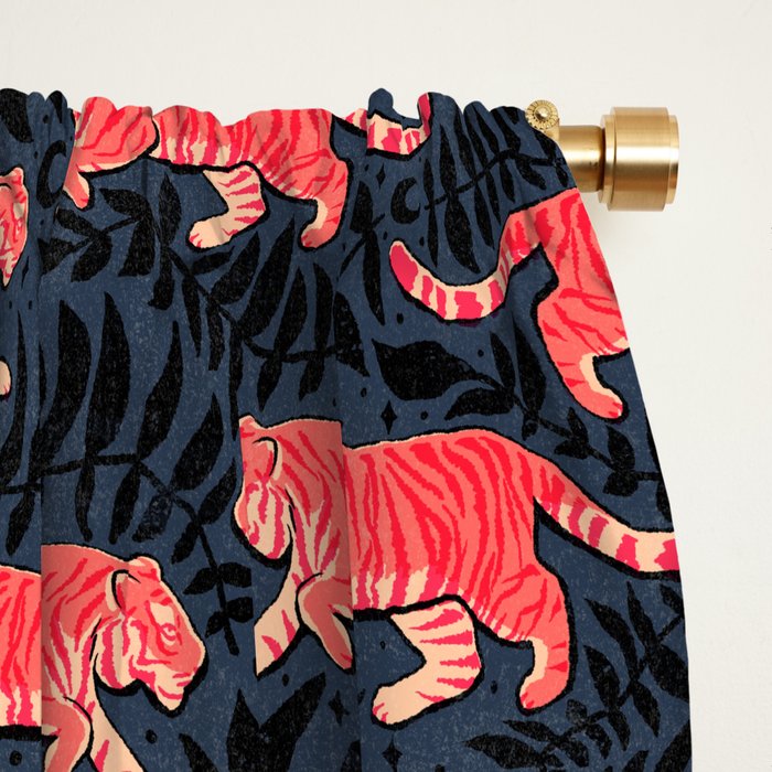 Tigers - coral and midnight  Window Curtain Gallery Image 2