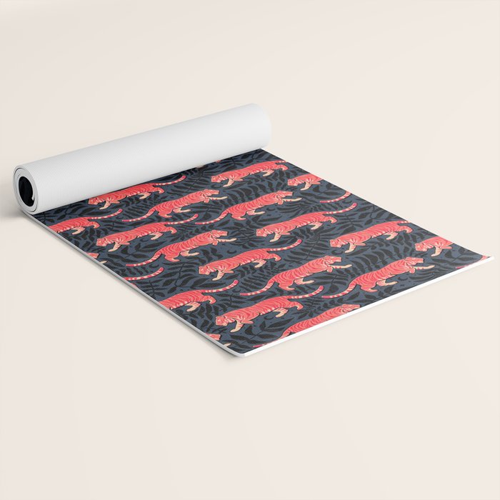 Tigers - coral and midnight  Yoga Mat Gallery Image 2