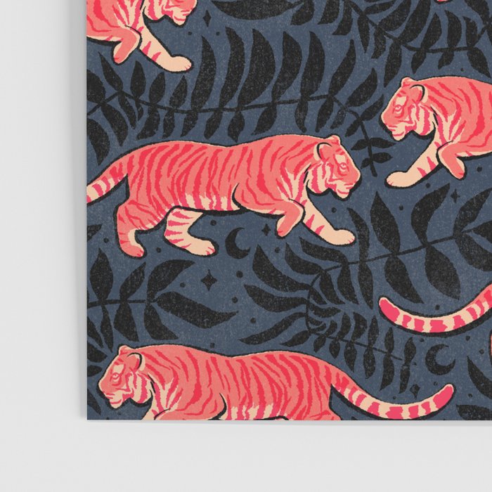 Tigers - coral and midnight  Poster Gallery Image 3