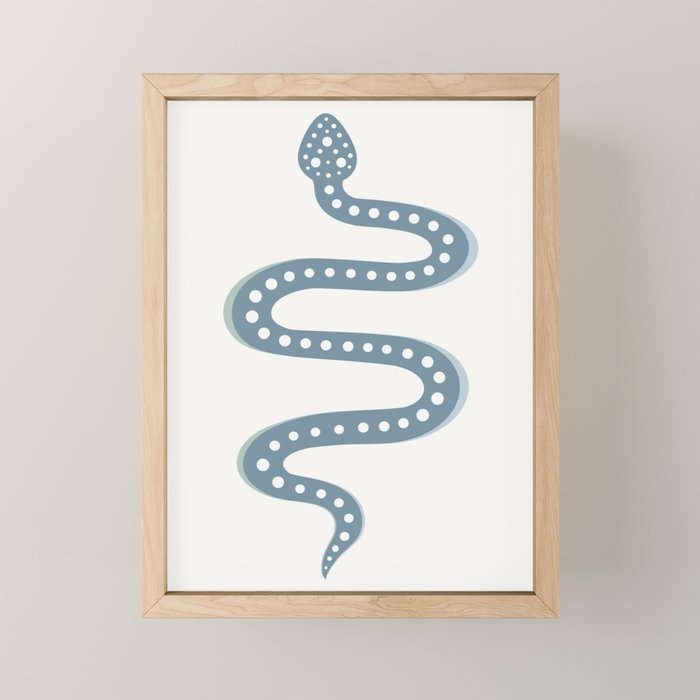 Minimal Snake - Blue Mini Art Print Gallery Image 1