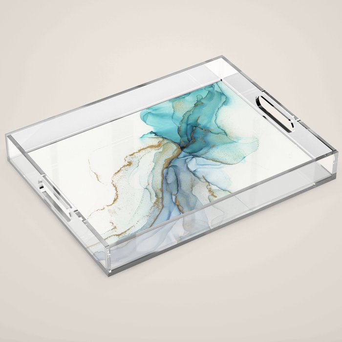 Abstract Jellyfish Alcohol Ink Painting Acrylic Tray Gallery Image 1