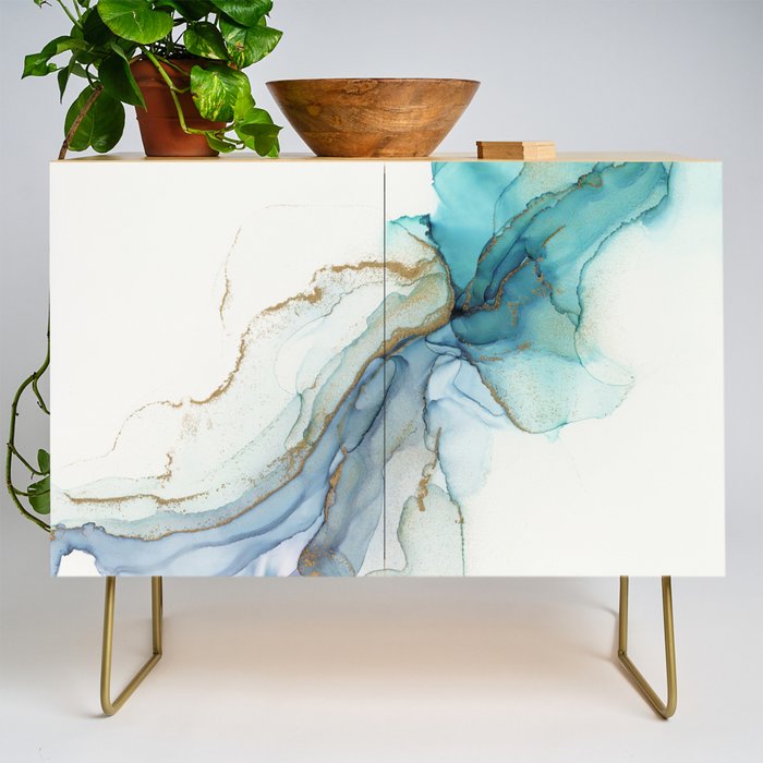 Abstract Jellyfish Alcohol Ink Painting Credenza Gallery Image 1