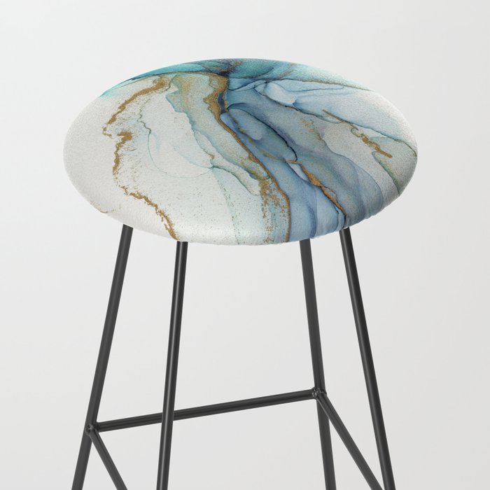 Abstract Jellyfish Alcohol Ink Painting Stool Gallery Image 2