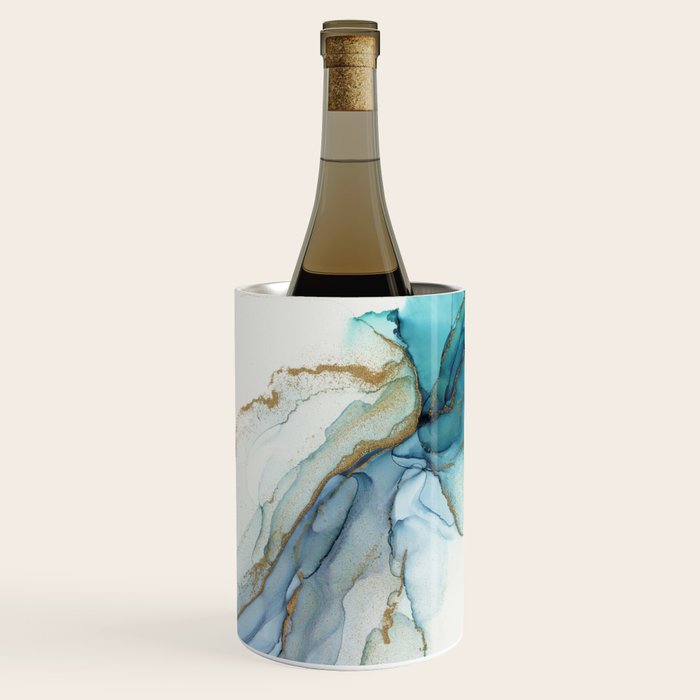 Abstract Jellyfish Alcohol Ink Painting Wine Chiller Gallery Image 1
