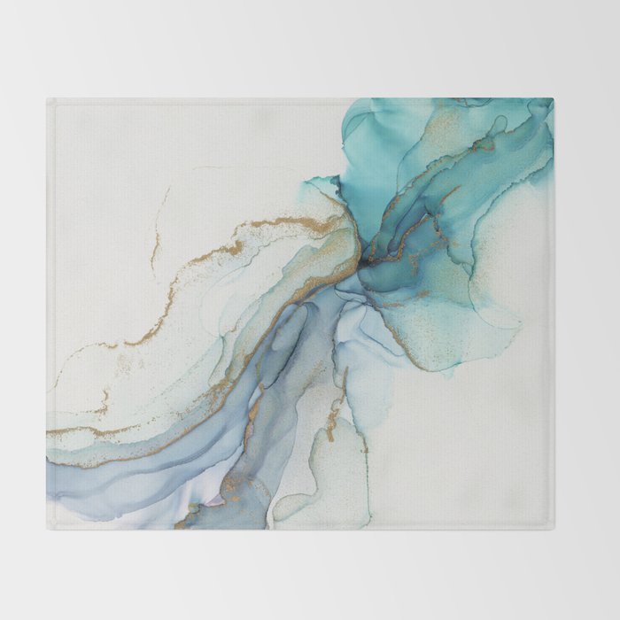 Abstract Jellyfish Alcohol Ink Painting Throw Blanket Gallery Image 2