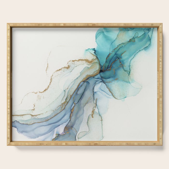 Abstract Jellyfish Alcohol Ink Painting Serving Tray Gallery Image 1