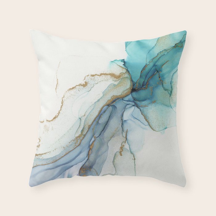 Abstract Jellyfish Alcohol Ink Painting Throw Pillow Gallery Image 6