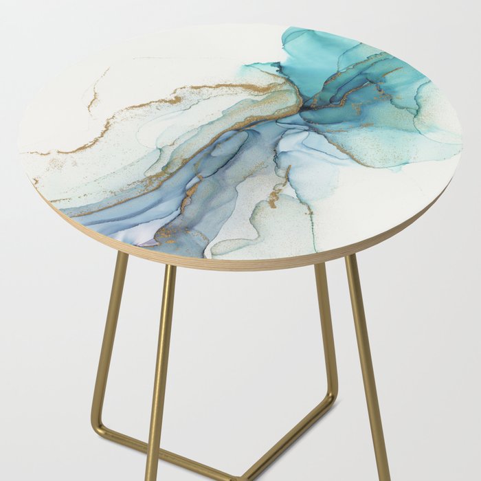 Abstract Jellyfish Alcohol Ink Painting Side Table Gallery Image 2