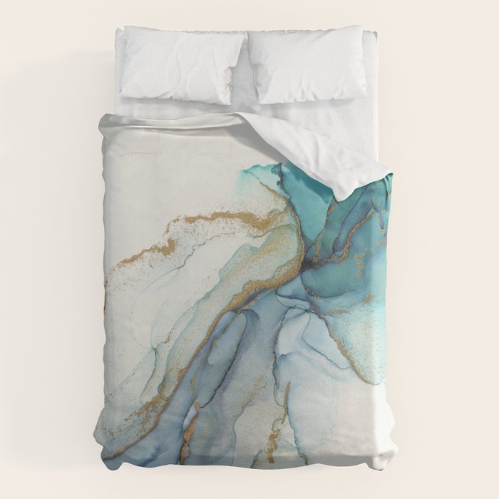 Abstract Jellyfish Alcohol Ink Painting Duvet Cover Gallery Image 1