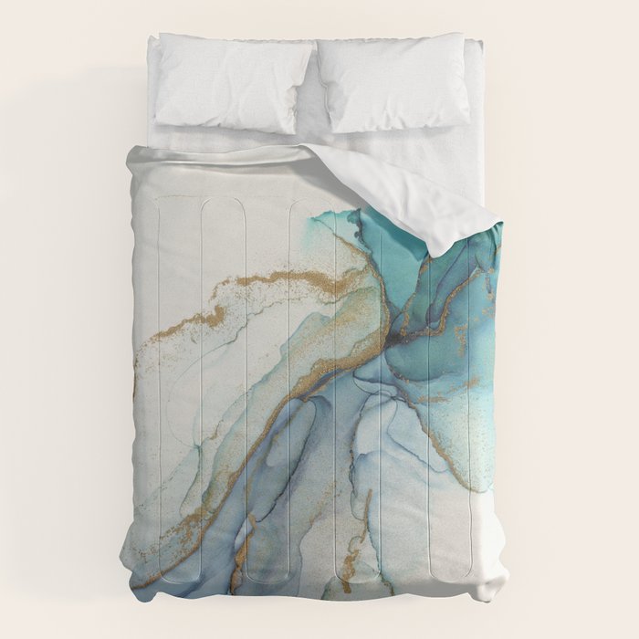 Abstract Jellyfish Alcohol Ink Painting Comforter Gallery Image 1