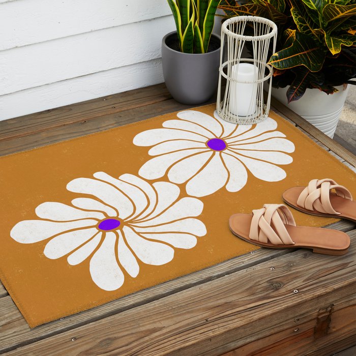 daisy 1967, orange Outdoor Rug Gallery Image 2