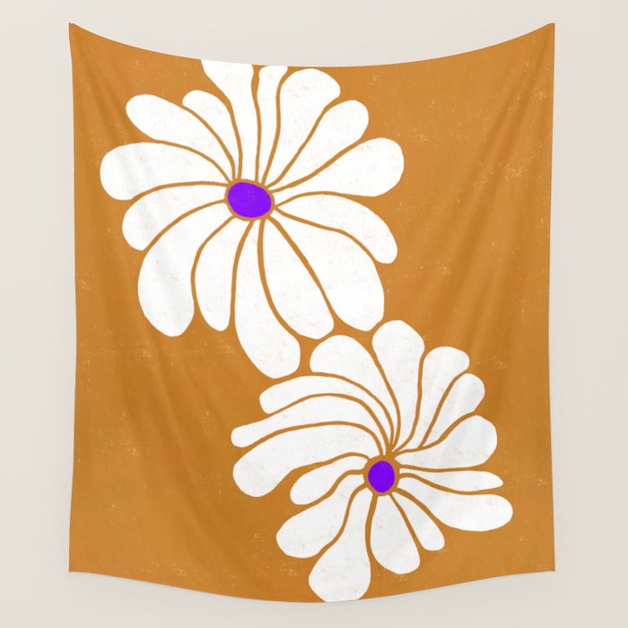 daisy 1967, orange Wall Tapestry Gallery Image 1