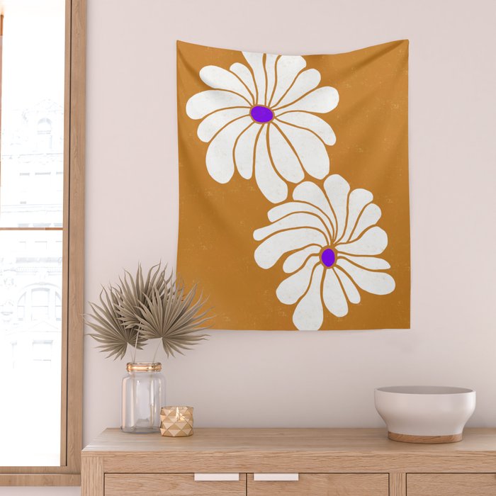 daisy 1967, orange Wall Tapestry Gallery Image 2