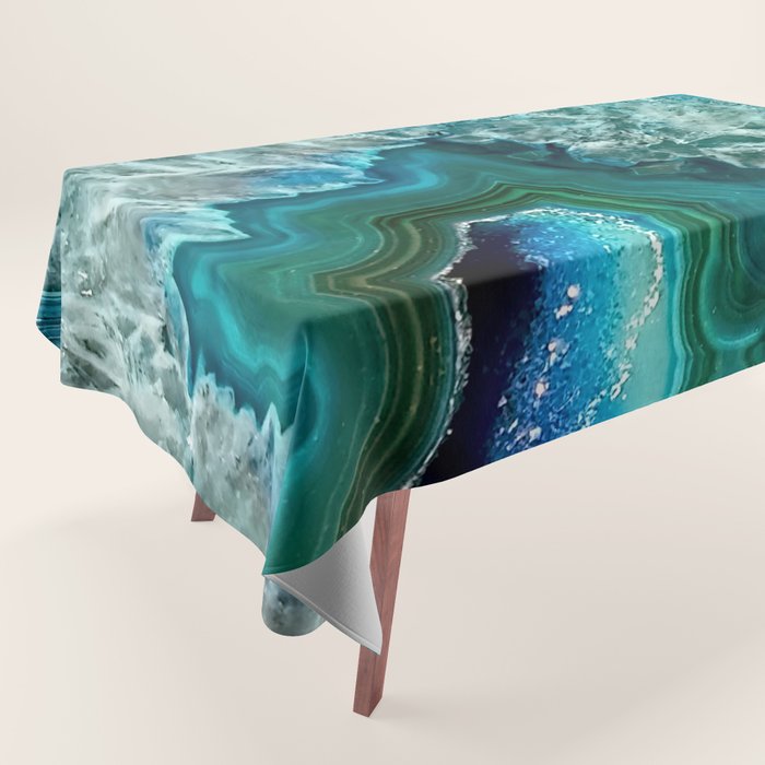 Aqua turquoise agate mineral gem stone Tablecloth Gallery Image 1
