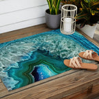 Aqua turquoise agate mineral gem stone Outdoor Rug Gallery Image 2