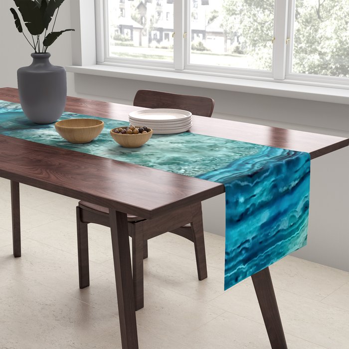 Aqua turquoise agate mineral gem stone Table Runner Gallery Image 2