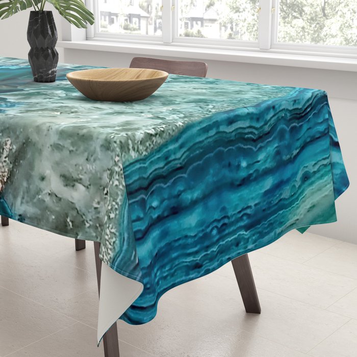 Aqua turquoise agate mineral gem stone Tablecloth Gallery Image 3
