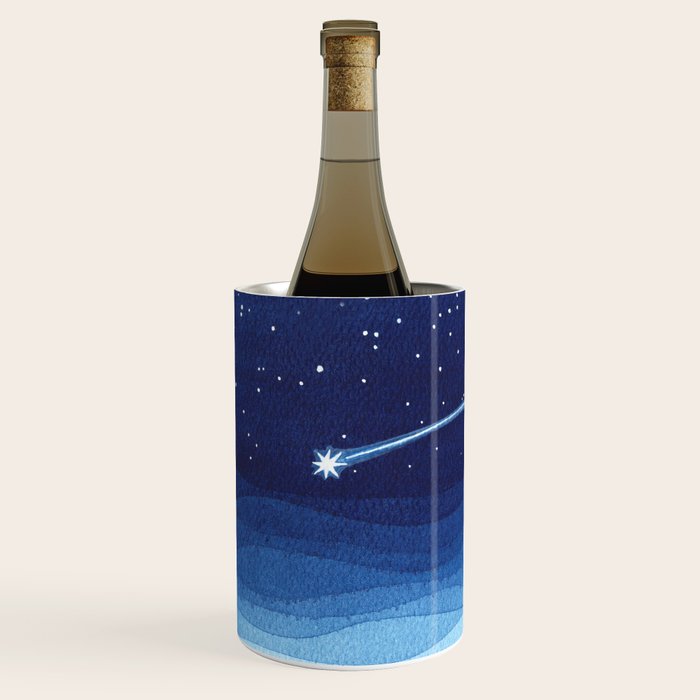 Falling star, shooting star, sailboat ocean waves blue sea Wine Chiller Gallery Image 2