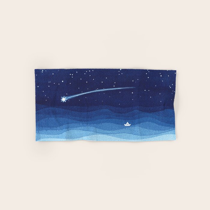 Falling star, shooting star, sailboat ocean waves blue sea Bath Towel Gallery Image 1