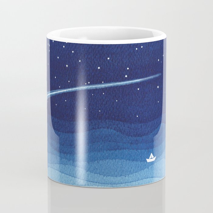 Falling star, shooting star, sailboat ocean waves blue sea Coffee Mug Gallery Image 4