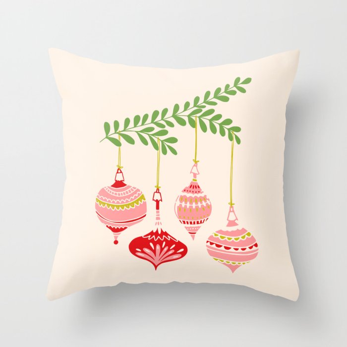 Cheerful little Christmas baubles Throw Pillow Gallery Image 1