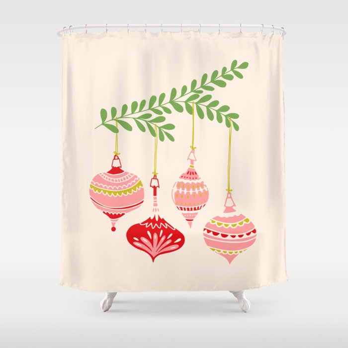 Cheerful little Christmas baubles Shower Curtain Gallery Image 1