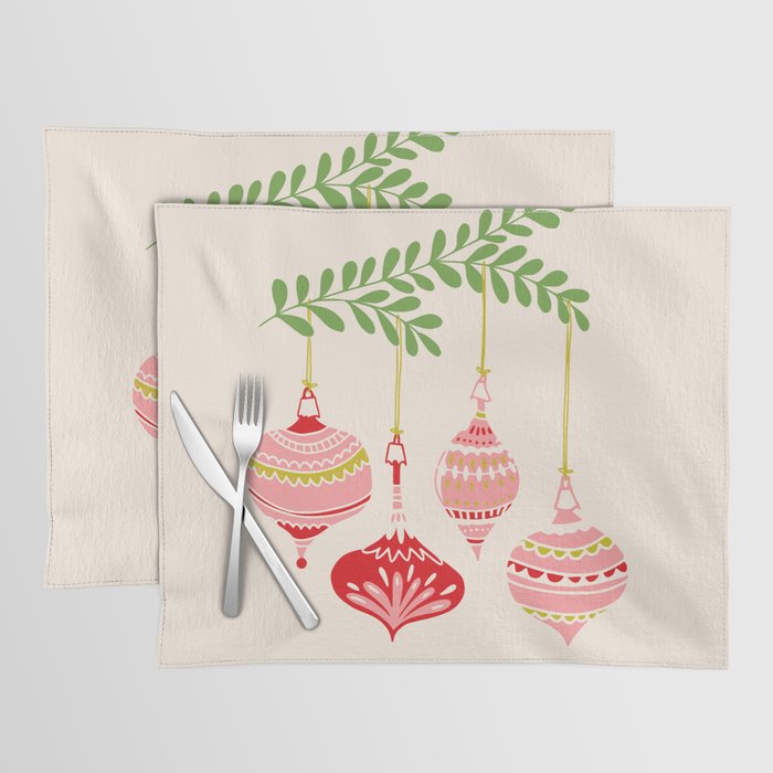 Cheerful little Christmas baubles Placemat