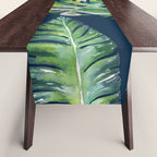 Jungle Leaves, Banana, Monstera, Blue Table Runner Gallery Image 1