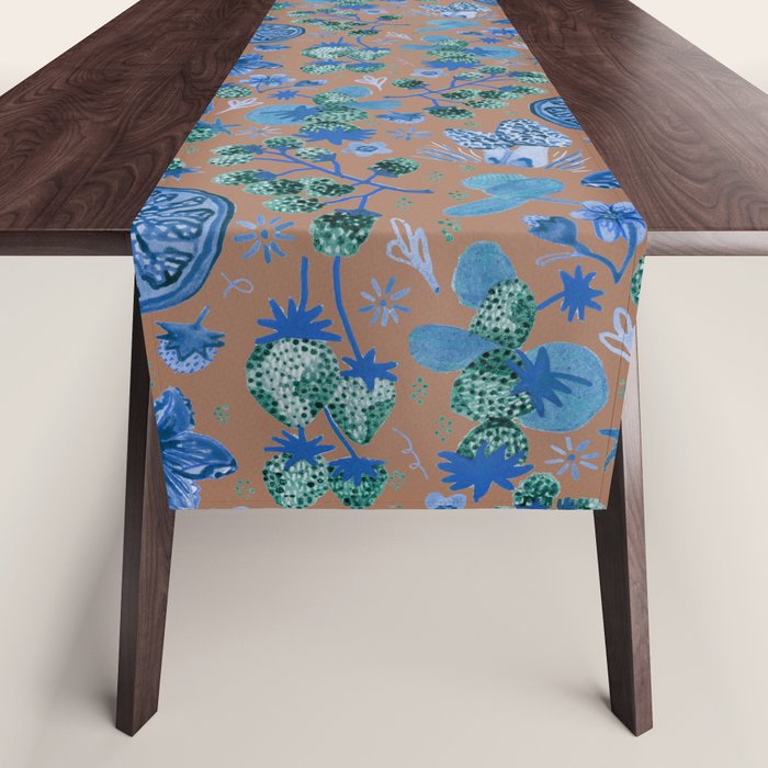 Garden Vegetables & Fresh Fruit in Blue Midnight Table Runner Gallery Image 1