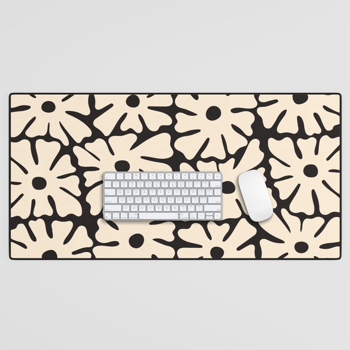 Mid-Century Flowers in Black & White Desk Mat Gallery Image 1