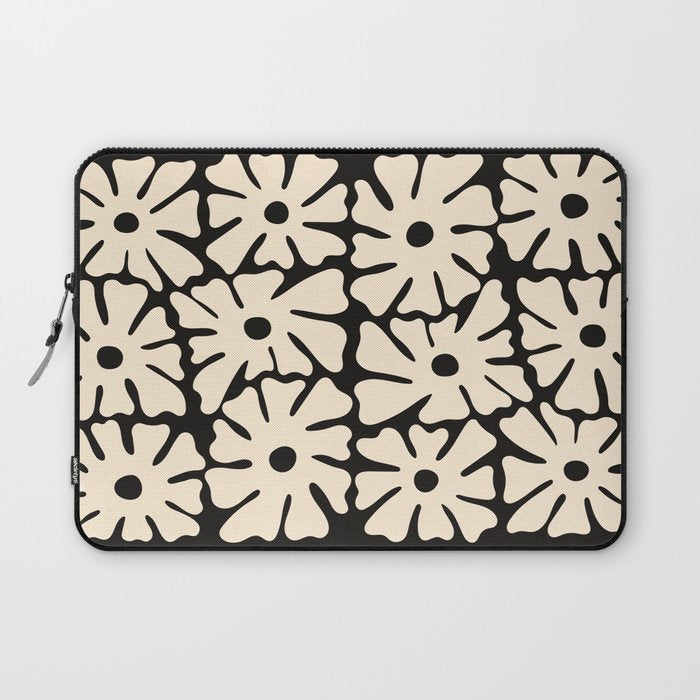 Mid-Century Flowers in Black & White Laptop Sleeve Gallery Image 1
