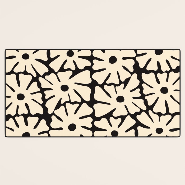Mid-Century Flowers in Black & White Desk Mat Gallery Image 3