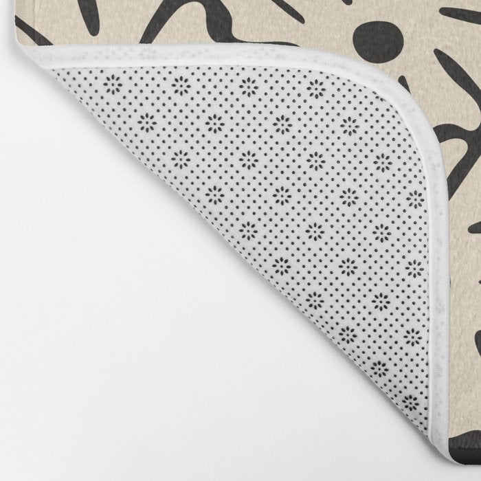 Mid-Century Flowers in Black & White Bath Mat Gallery Image 2