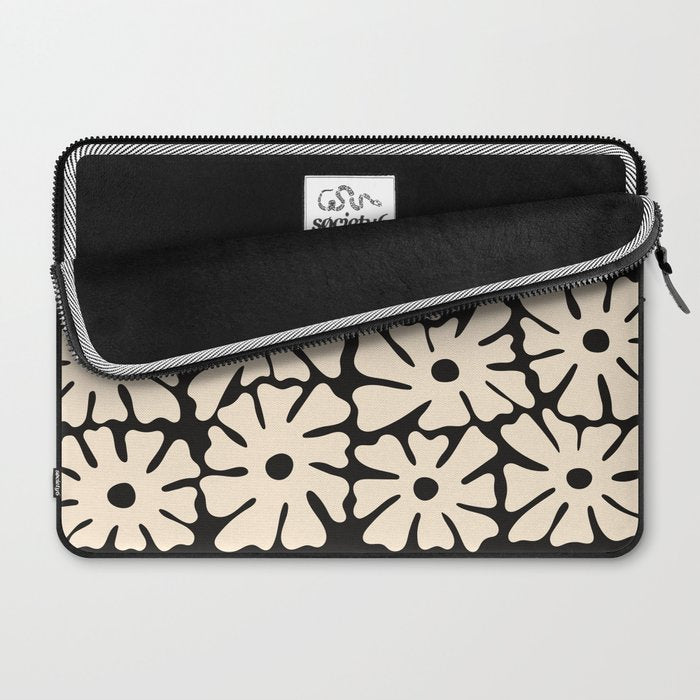 Mid-Century Flowers in Black & White Laptop Sleeve Gallery Image 2