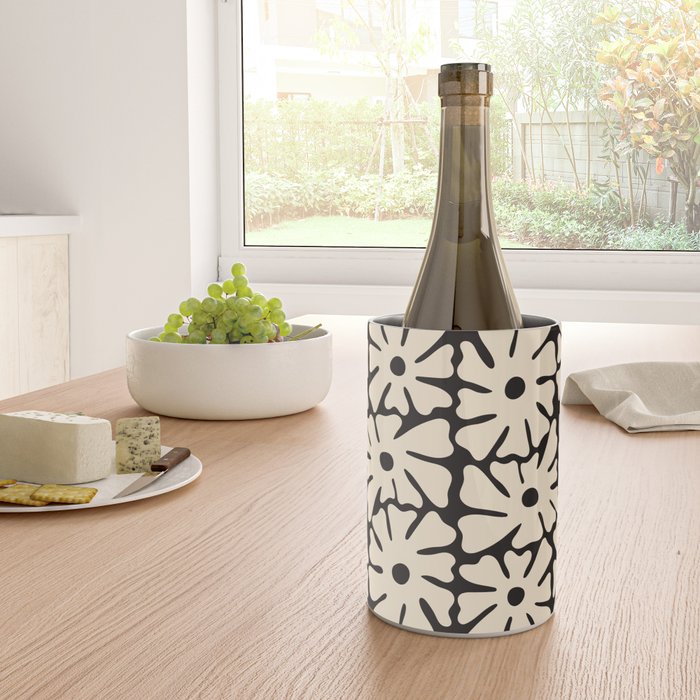 Mid-Century Flowers in Black & White Wine Chiller Gallery Image 4